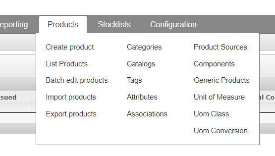 New Products Menu